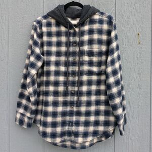 American Eagle‎ Hooded Plaid Flannel Shirt Medium